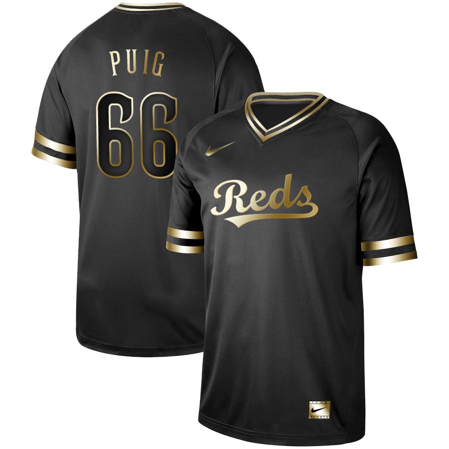 Men Cincinnati Reds #66 Puig Nike Black Gold MLB Jerseys->miami marlins->MLB Jersey